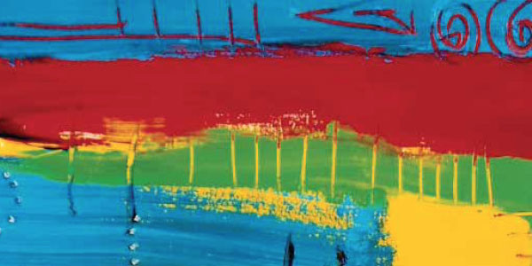 Abstract artwork by Victor Ehikhamenor from the cover of PAINTER OF WATER