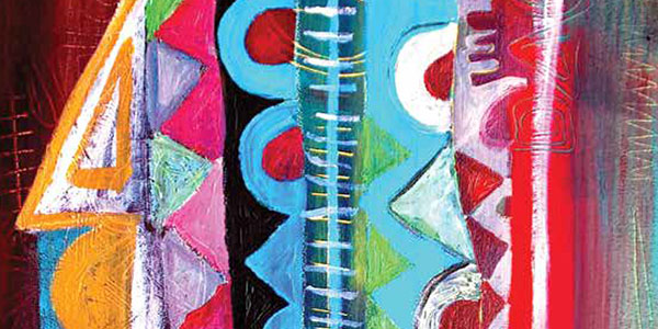 Abstract artwork by Victor Ehikhamenor from the cover of DAGORETTI CORNER
